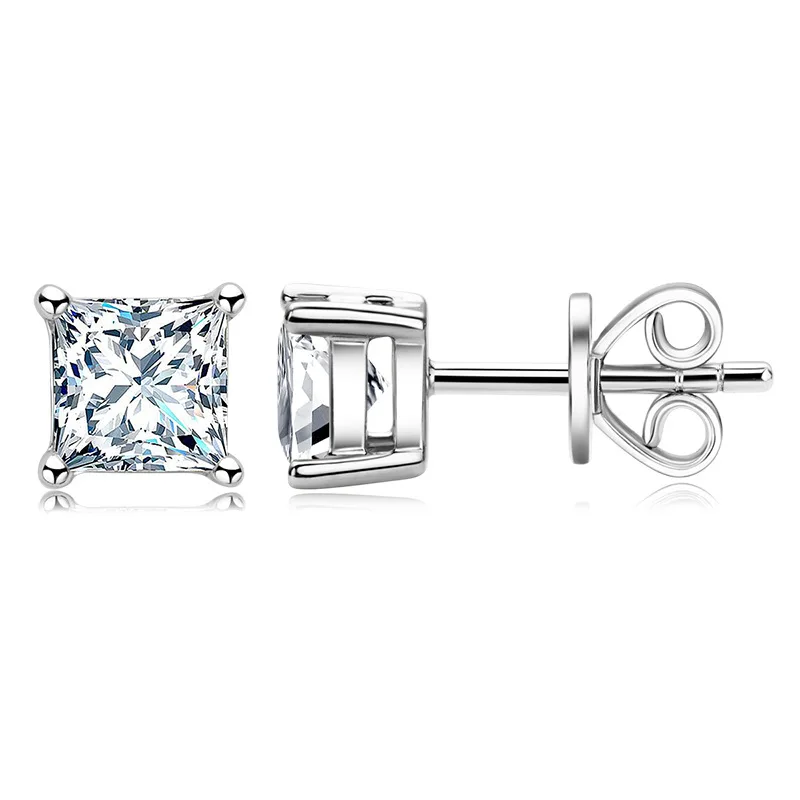 100% Sterling Silver S925 Korean Real 0.5carat Moissanite Stone Princess Square Stud Earrings For Women Wedding Fine Jewelry
100% Sterling Silver S925 Korean Real 0.5carat Moissanite Stone Princess Square Stud Earrings For Women Wedding Fine Jewelry