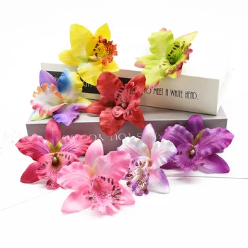 10 Pieces Artificial Flowers Cheap Thai Orchid Christmas Decoration for Home Wedding Shooting Props Beach Mannequin Head Flower