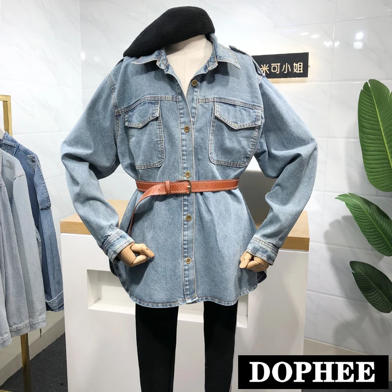 2020 Spring New Korean Lapel Washed Denim Shirt Women's Lace Up Cardigan Shirt Loose Jeans Blouse Students Blusas Coat
2020 Spring New Korean Lapel Washed Denim Shirt Women's Lace Up Cardigan Shirt Loose Jeans Blouse Students Blusas Coat
