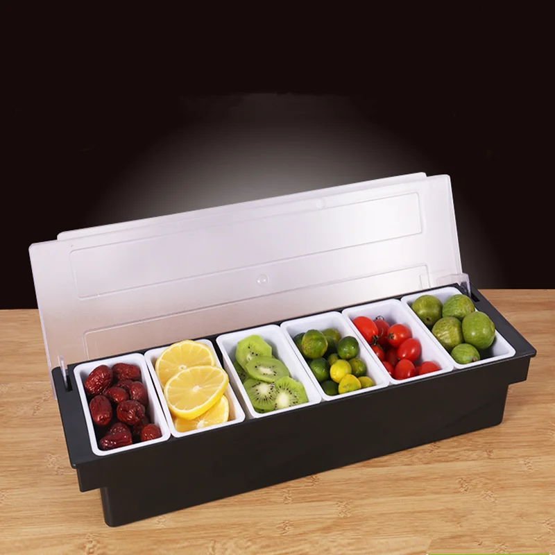 6 Compartment Seasoning Case Bar Condiment Box Holder Bar Drinks Fruit Garnish Cocktail Lime Lemo snack container storage box
6 Compartment Seasoning Case Bar Condiment Box Holder Bar Drinks Fruit Garnish Cocktail Lime Lemo snack container storage box