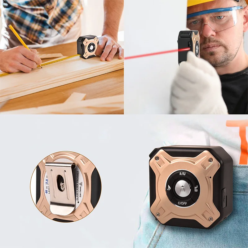 JRTMFG Laser Measuring Tape Retractable Digital Electronic Display Rechargeable Aluminum Alloy 40m+5m Tape Laser Distance Meter
JRTMFG Laser Measuring Tape Retractable Digital Electronic Display Rechargeable Aluminum Alloy 40m+5m Tape Laser Distance Meter