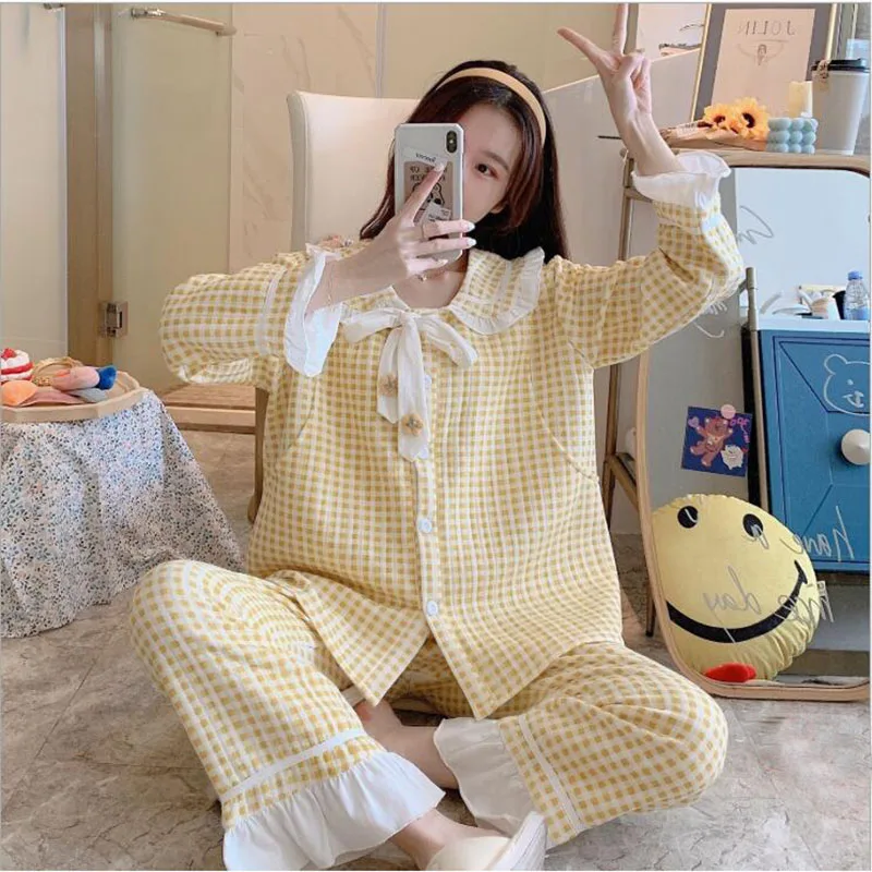 Autumn Winter Women Pajamas Sets New Fashion Sleepwear Women's Cotton Long Sleeve Casual Lounge Wear X201
Autumn Winter Women Pajamas Sets New Fashion Sleepwear Women's Cotton Long Sleeve Casual Lounge Wear X201