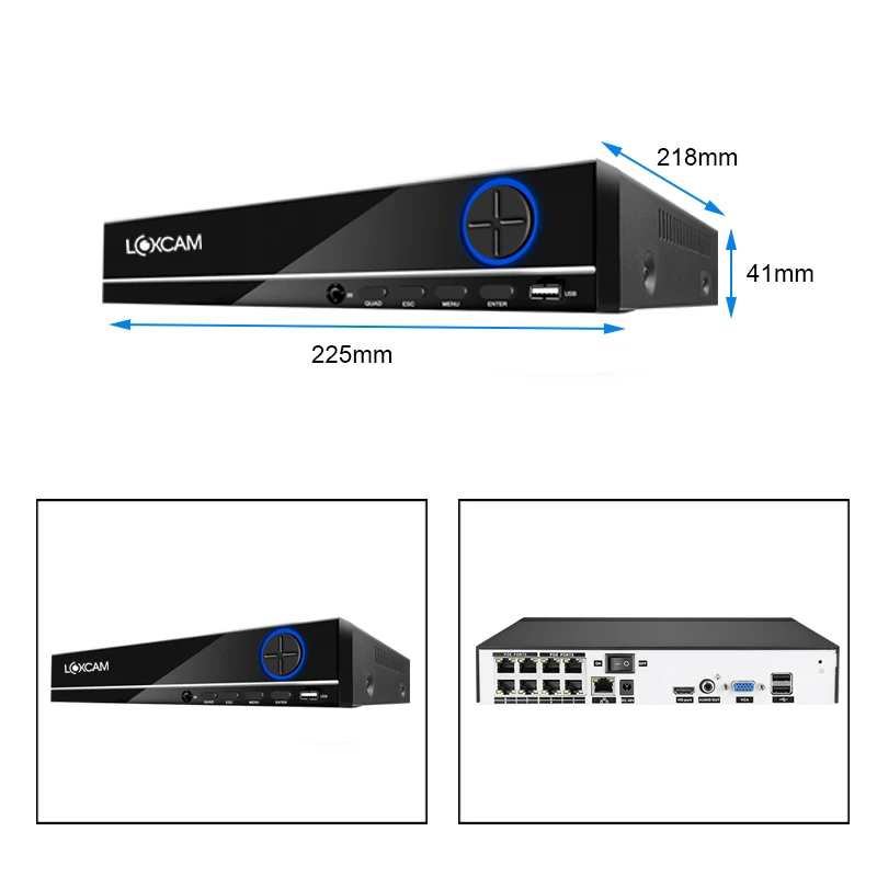 Сетевой видеорегистратор LOXCAM H.265 + 8CH 4K CCTV сетевой POE NVR с Ии и функцией