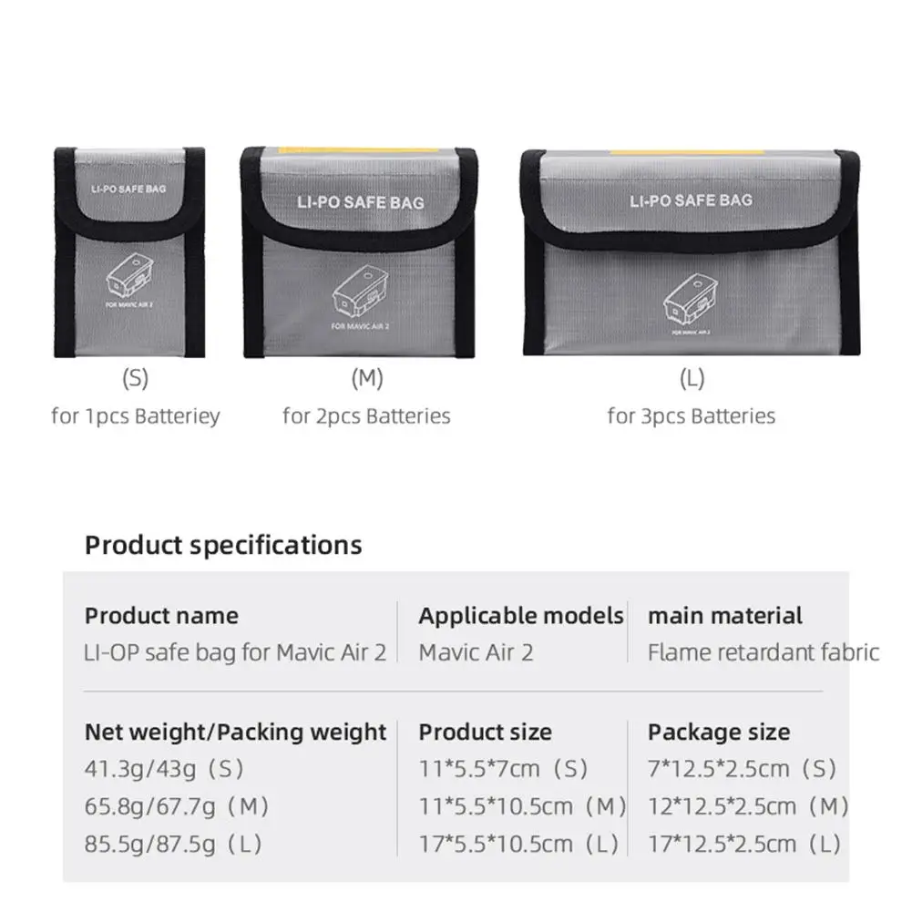 Explosion-Proof Battery Safe Bag Fireproof Protection Bag Storage Pouch For DJI Mavic Air 2
Explosion-Proof Battery Safe Bag Fireproof Protection Bag Storage Pouch For DJI Mavic Air 2