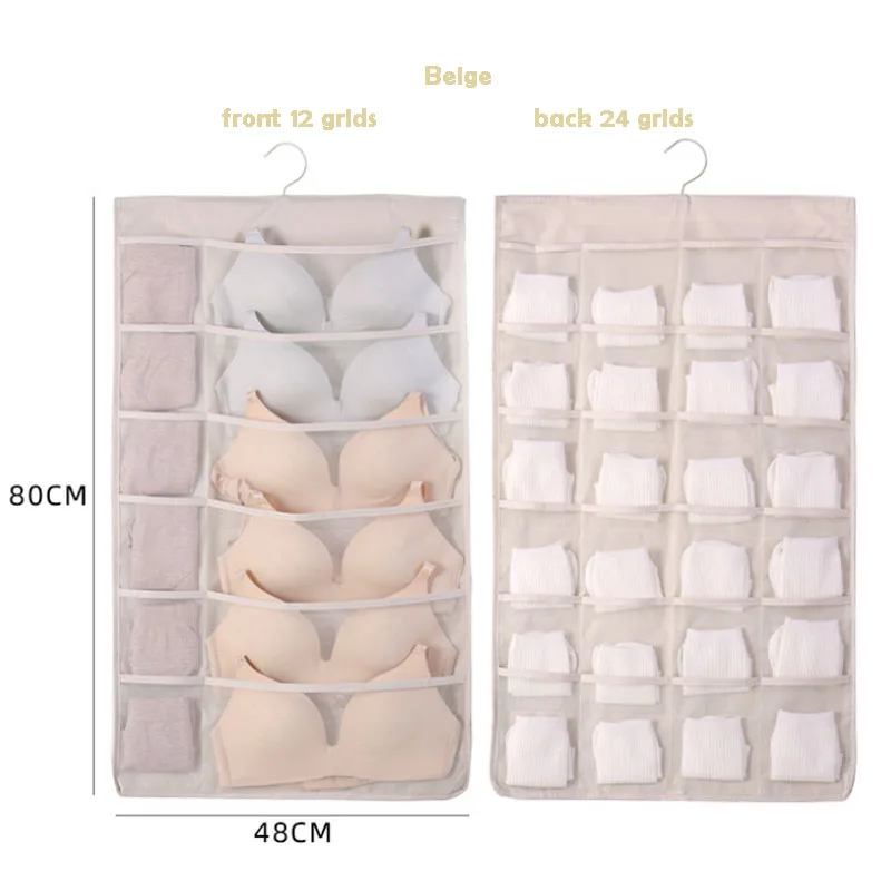 Hanging Underwear Organizer For Wardrobe Closet Storage Bag Door Wall Bra Socks Sundry Bag With Hanger Pouch Two Sides Use 
Hanging Underwear Organizer For Wardrobe Closet Storage Bag Door Wall Bra Socks Sundry Bag With Hanger Pouch Two Sides Use
