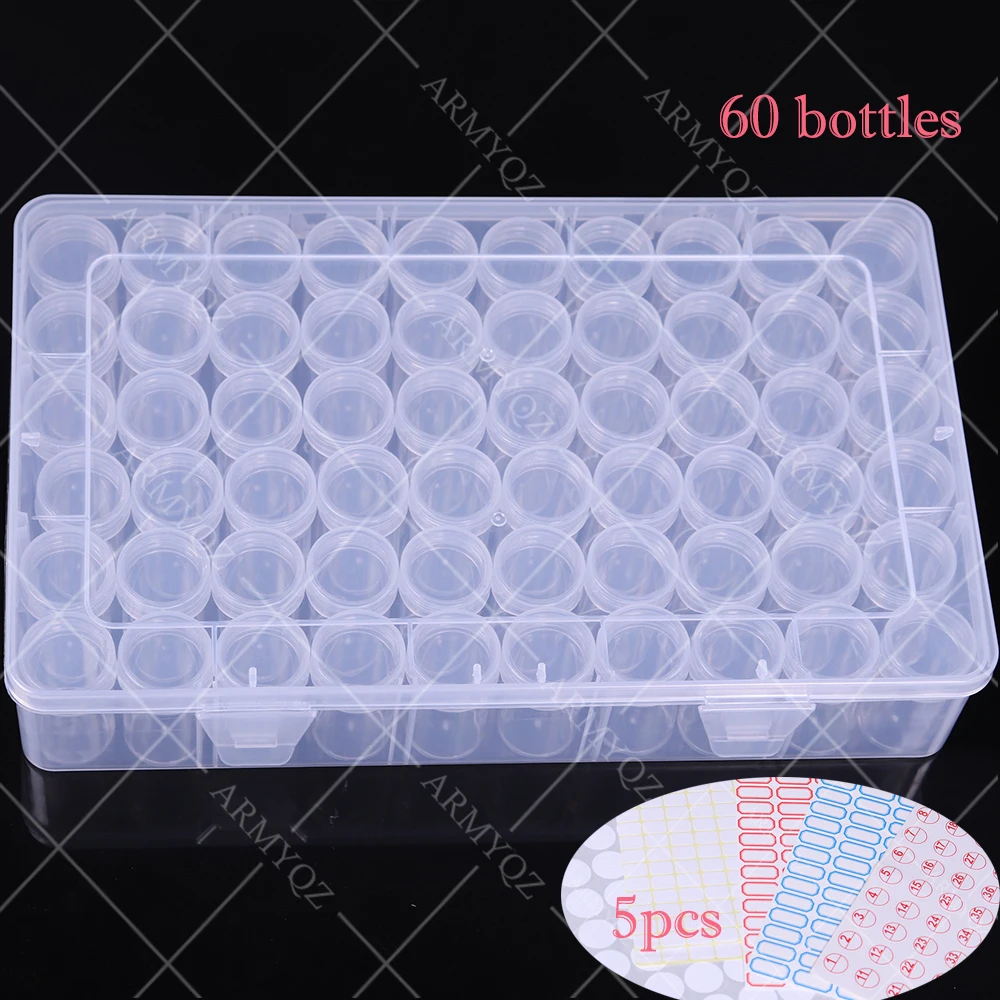 60 Bottles Diamond Painting Accessories Tool Box Container Diamond Storage Box Case Embroidery Mosaic Label sticker
60 Bottles Diamond Painting Accessories Tool Box Container Diamond Storage Box Case Embroidery Mosaic Label sticker