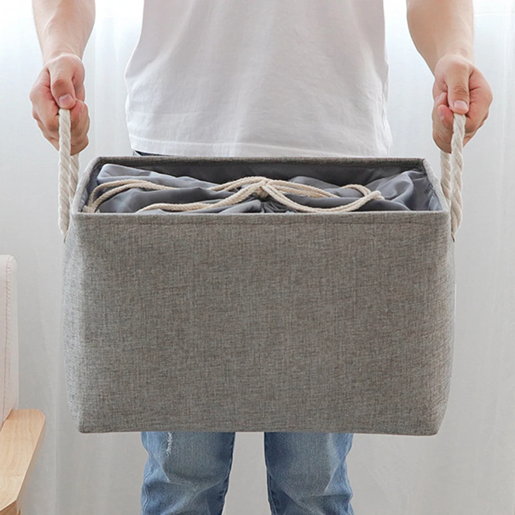 Linen Drawstring Clothes Storage Box Household Foldable Storage Basket with Handle
Linen Drawstring Clothes Storage Box Household Foldable Storage Basket with Handle