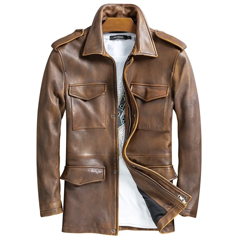 Genuine Leather Vintage Cargo Jacket Men Safari Style Multiple Pockets Motorcycle Jackets Slim Fit Real Sheepskin Long Coat Male
Genuine Leather Vintage Cargo Jacket Men Safari Style Multiple Pockets Motorcycle Jackets Slim Fit Real Sheepskin Long Coat Male