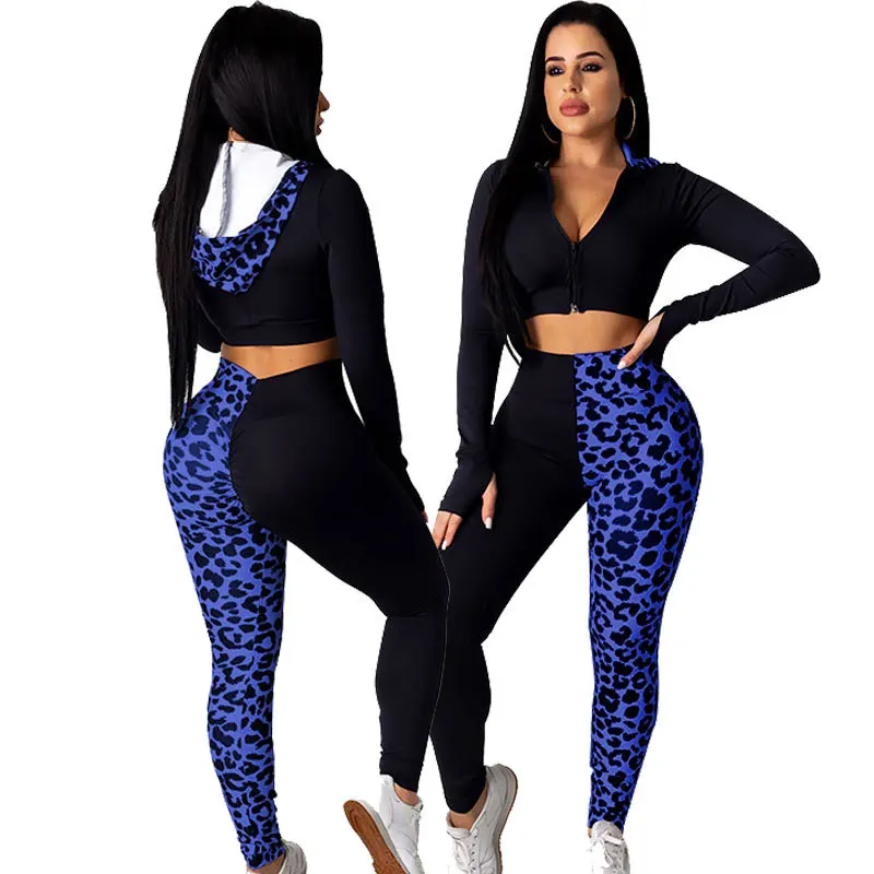 New Style Pull-On Two-Tone Leopard Print Long Sleeve Hooded zip Tight Sports Sweatshirt Suit Two Piece Set Women Outfit Clothing
New Style Pull-On Two-Tone Leopard Print Long Sleeve Hooded zip Tight Sports Sweatshirt Suit Two Piece Set Women Outfit Clothing