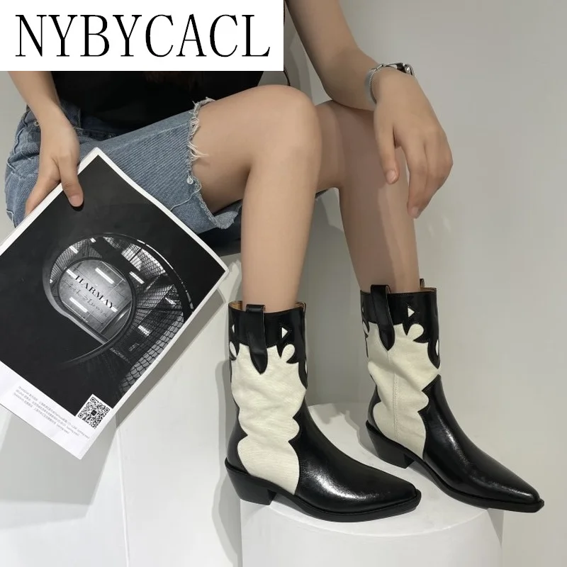2021 British Style Women Boots Pointed Toe Chunky Heel Chelsea Boots Split Leather Patchwork Boots for Women Winter Shoes Women
2021 British Style Women Boots Pointed Toe Chunky Heel Chelsea Boots Split Leather Patchwork Boots for Women Winter Shoes Women
