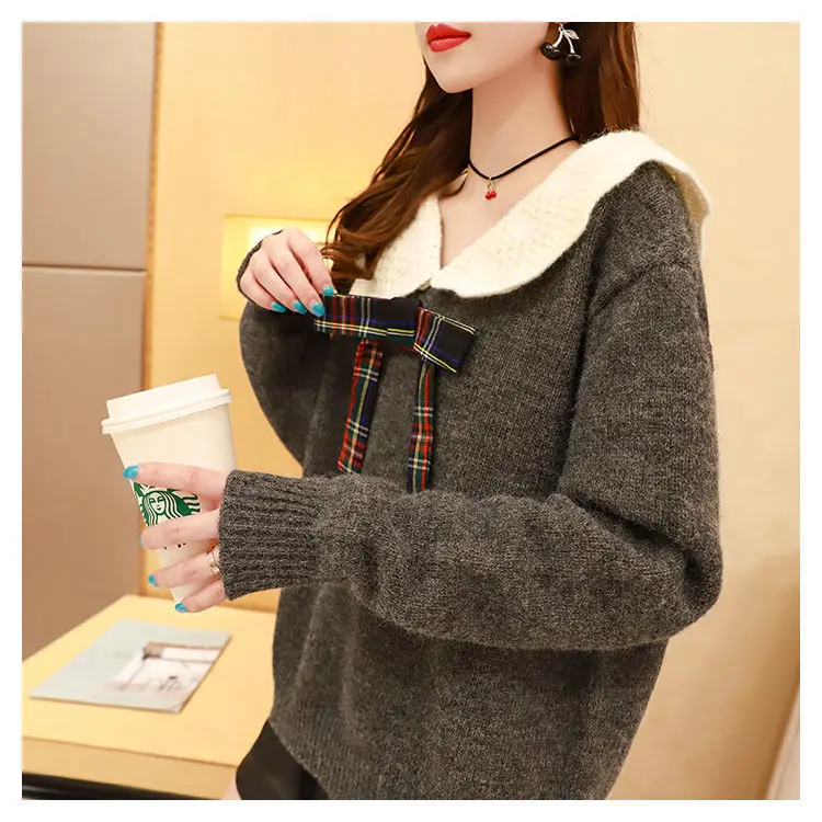 New sweet knit top women's loose college Pullover
New sweet knit top women's loose college Pullover