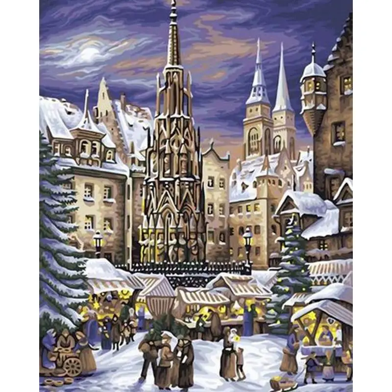 Painting By Number DIY Christmas Landscape Nuremberg Canvas Art picture Acrylic Coloring By Numbers room Decoration 40x50cm 
Painting By Number DIY Christmas Landscape Nuremberg Canvas Art picture Acrylic Coloring By Numbers room Decoration 40x50cm
