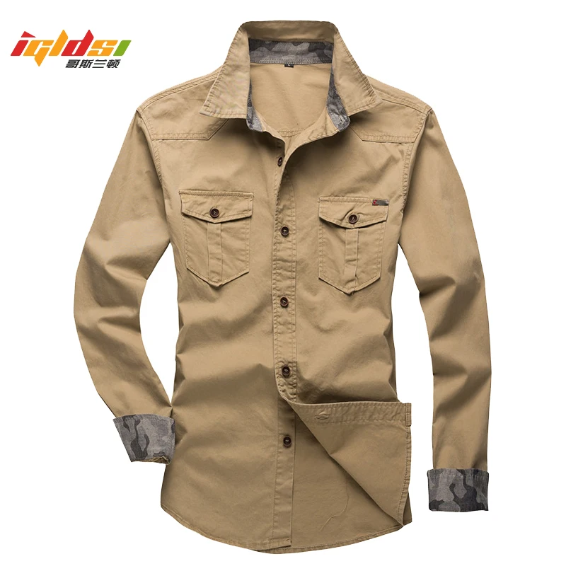 Men's Cotton Cargo Shirt Spring Long Sleeve Male Tactical Twill Work Shirts Pocket Casual Slim Fit Chemise Homme Plus Size 5XL
Men's Cotton Cargo Shirt Spring Long Sleeve Male Tactical Twill Work Shirts Pocket Casual Slim Fit Chemise Homme Plus Size 5XL