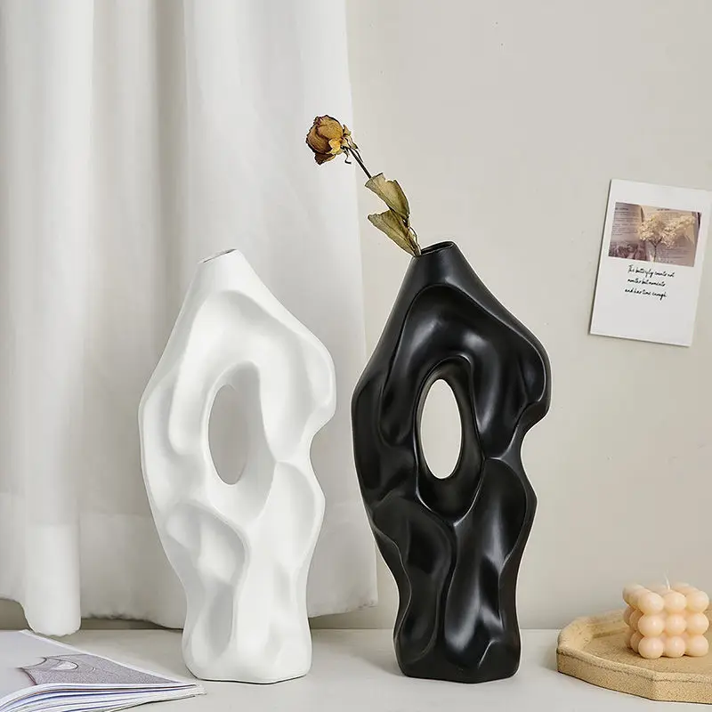 Modern creative ceramic vase living room decor black white tree root statue dried flower vase Ornaments home decoration Crafts 
Modern creative ceramic vase living room decor black white tree root statue dried flower vase Ornaments home decoration Crafts