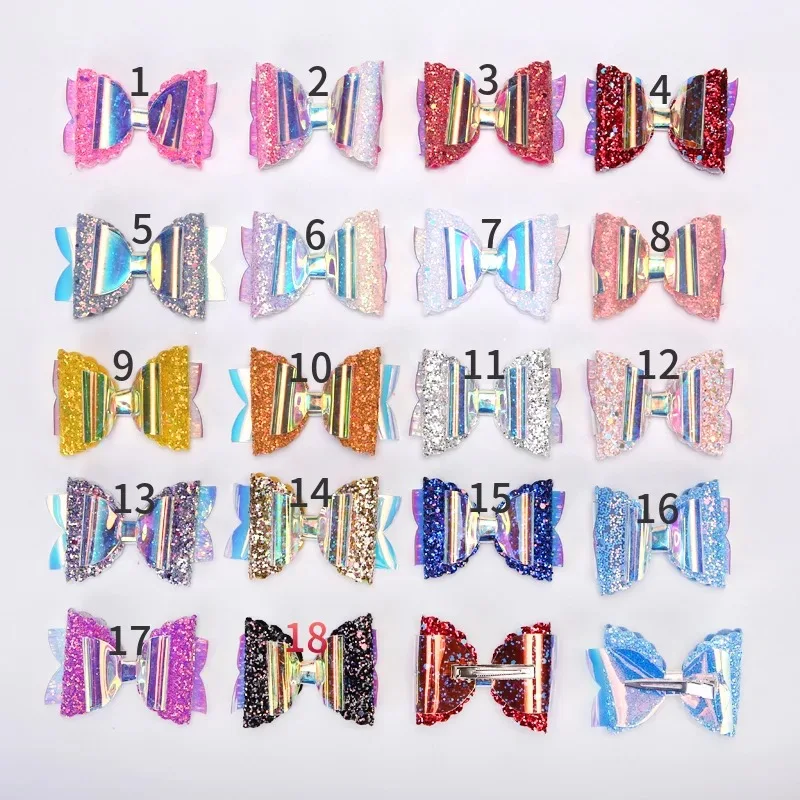 60pc/lot 3.5inch Laser Colors Glitter Hair Bow Nylon Headband Kids PVC Colorful Bows Hairpins Kids Hair Clip Hair Accessories
60pc/lot 3.5inch Laser Colors Glitter Hair Bow Nylon Headband Kids PVC Colorful Bows Hairpins Kids Hair Clip Hair Accessories