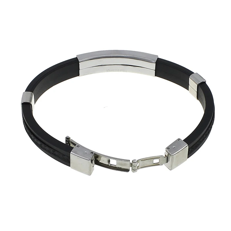 Men Bracelet Silicone with Stainless Steel black Sold Per Approx 8 Inch Strand
Men Bracelet Silicone with Stainless Steel black Sold Per Approx 8 Inch Strand