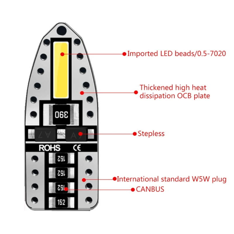 10Pcs T10 W5W LED Bulb Canbus 194 168 LED Super Bright Car Interior Light License Plate Signal Lamp
10Pcs T10 W5W LED Bulb Canbus 194 168 LED Super Bright Car Interior Light License Plate Signal Lamp