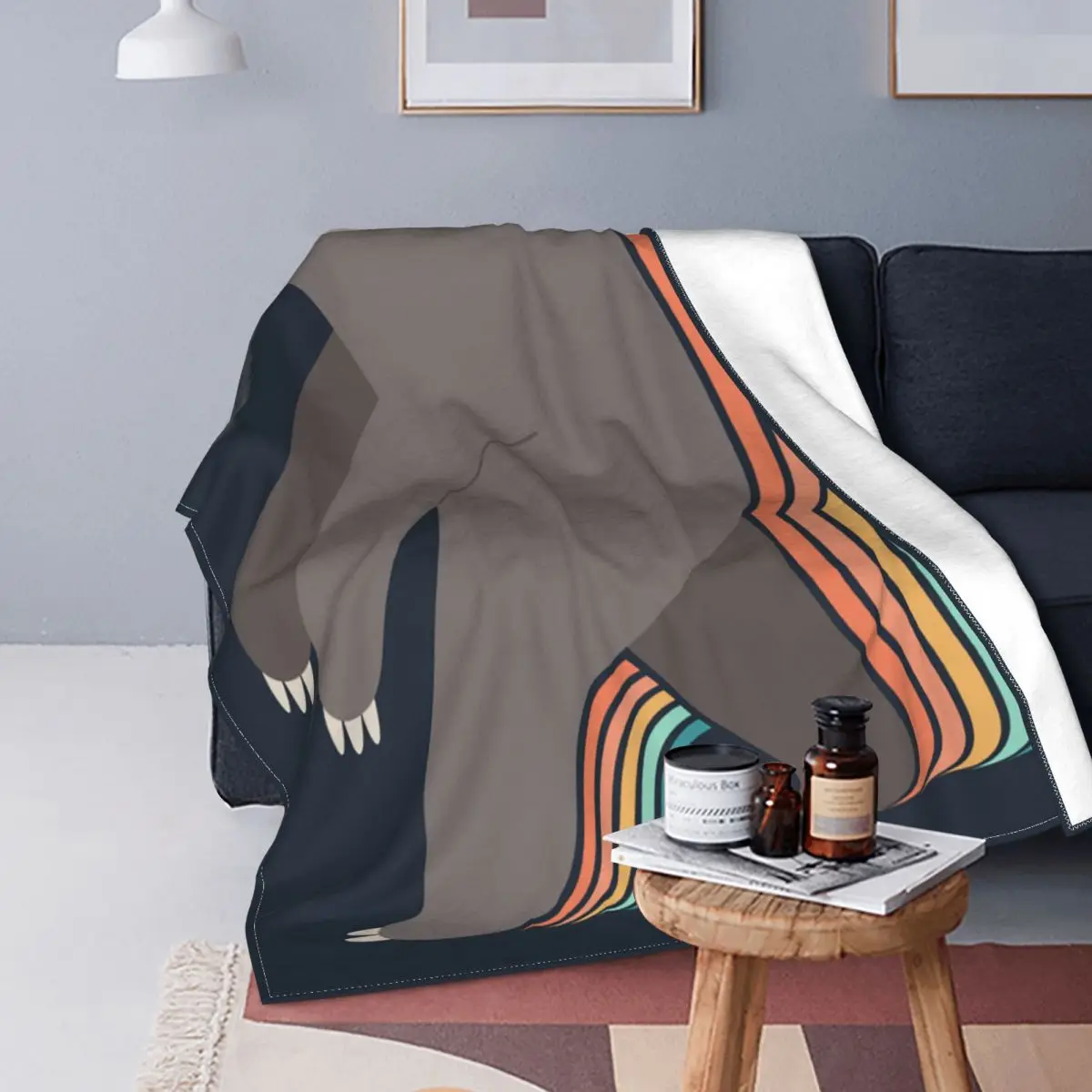 Mantas con patrón de perezoso, decoración de vellón, Animal divertido, transpirable, cálido, para cama, coche, alfombra, pieza 
Mantas con patrón de perezoso, decoración de vellón, Animal divertido, transpirable, cálido, para cama, coche, alfombra, pieza