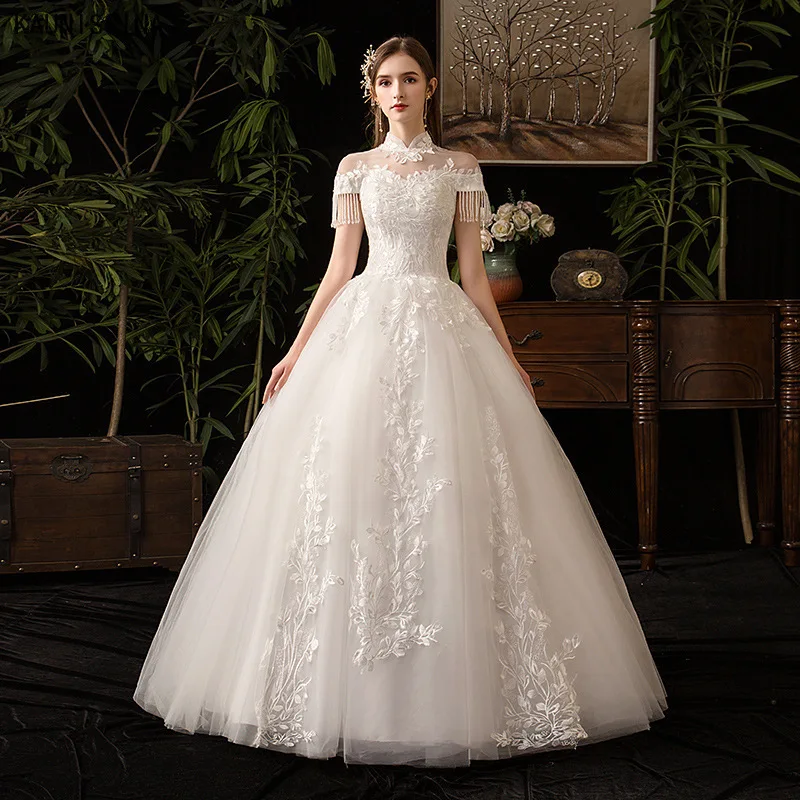KAUNISSINA Luxury Princess Ball Gown Wedding Dresses Women High Neck Appliques Tulle Vestido De Novia Vintage Robe De Mariee
KAUNISSINA Luxury Princess Ball Gown Wedding Dresses Women High Neck Appliques Tulle Vestido De Novia Vintage Robe De Mariee