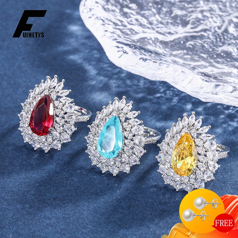 FUIHETYS Women Ring 925 Silver Jewelry Accessories with 8*14mm Zircon Gemstone Water Drop Shape Open Finger Rings for Wedding
FUIHETYS Women Ring 925 Silver Jewelry Accessories with 8*14mm Zircon Gemstone Water Drop Shape Open Finger Rings for Wedding