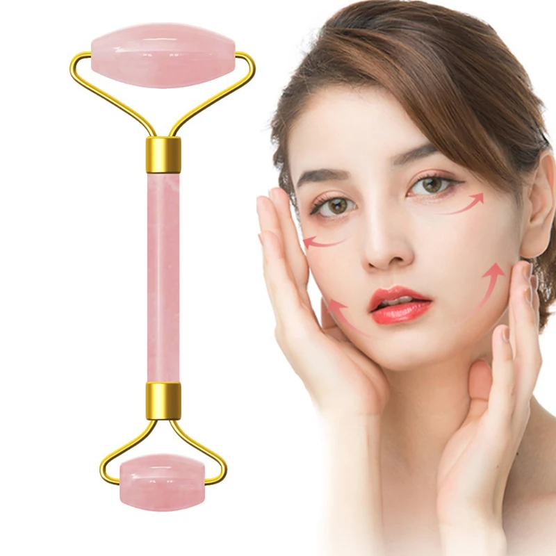 Pink Crystal Stone Jade Roller Set Face Lift Massage Roller Facial Scraper Jade Natural Rose Quartz Stone Facial Roller Crafts 
Pink Crystal Stone Jade Roller Set Face Lift Massage Roller Facial Scraper Jade Natural Rose Quartz Stone Facial Roller Crafts