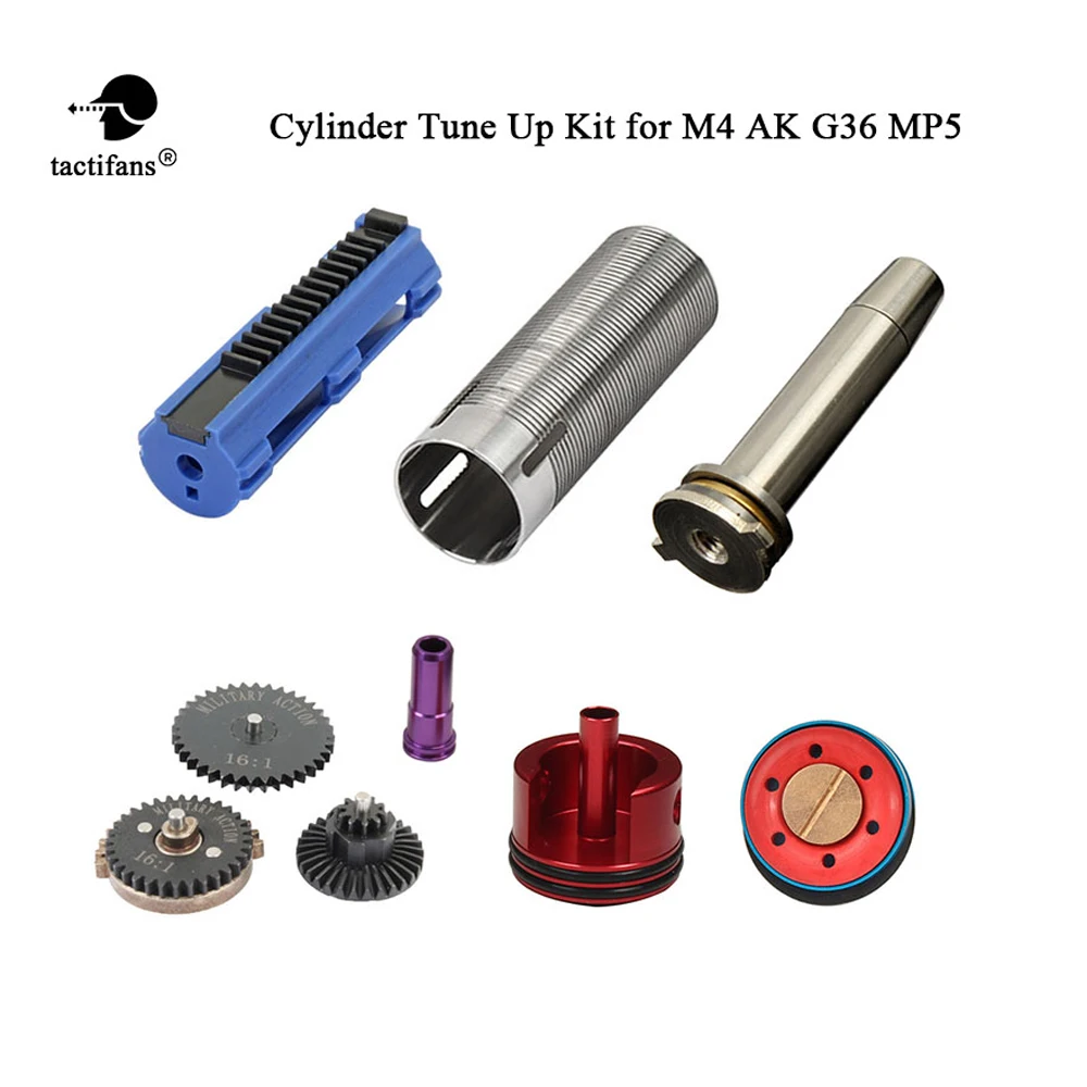 TACTIFANS Tune Up kit 16:1 комплект передач поршень цилиндра/головка пружинная направляющая насадка 14 зубчатый поршень для AK M4 MP5 G36 AEG Airsoft
TACTIFANS Tune Up kit 16:1 комплект передач поршень цилиндра/головка пружинная направляющая насадка 14 зубчатый поршень для AK M4 MP5 G36 AEG Airsoft
