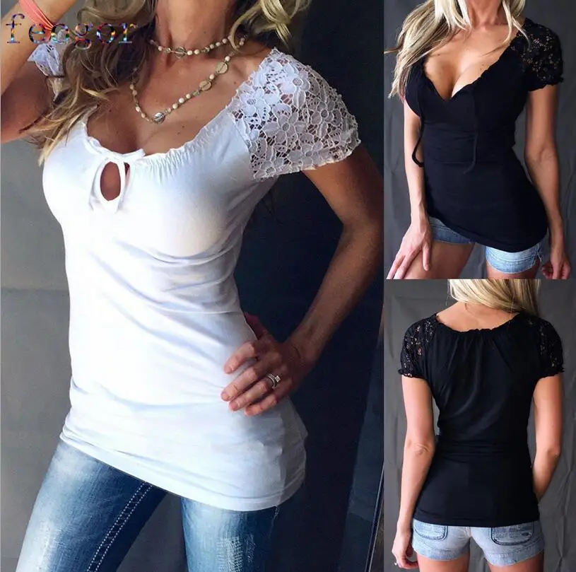 FEOGOR Sweatshirt 2021 summer casual women's sexy lace short-sleeved blouse with round neck T-shirt women Short sleeve T-shirt
FEOGOR Sweatshirt 2021 summer casual women's sexy lace short-sleeved blouse with round neck T-shirt women Short sleeve T-shirt