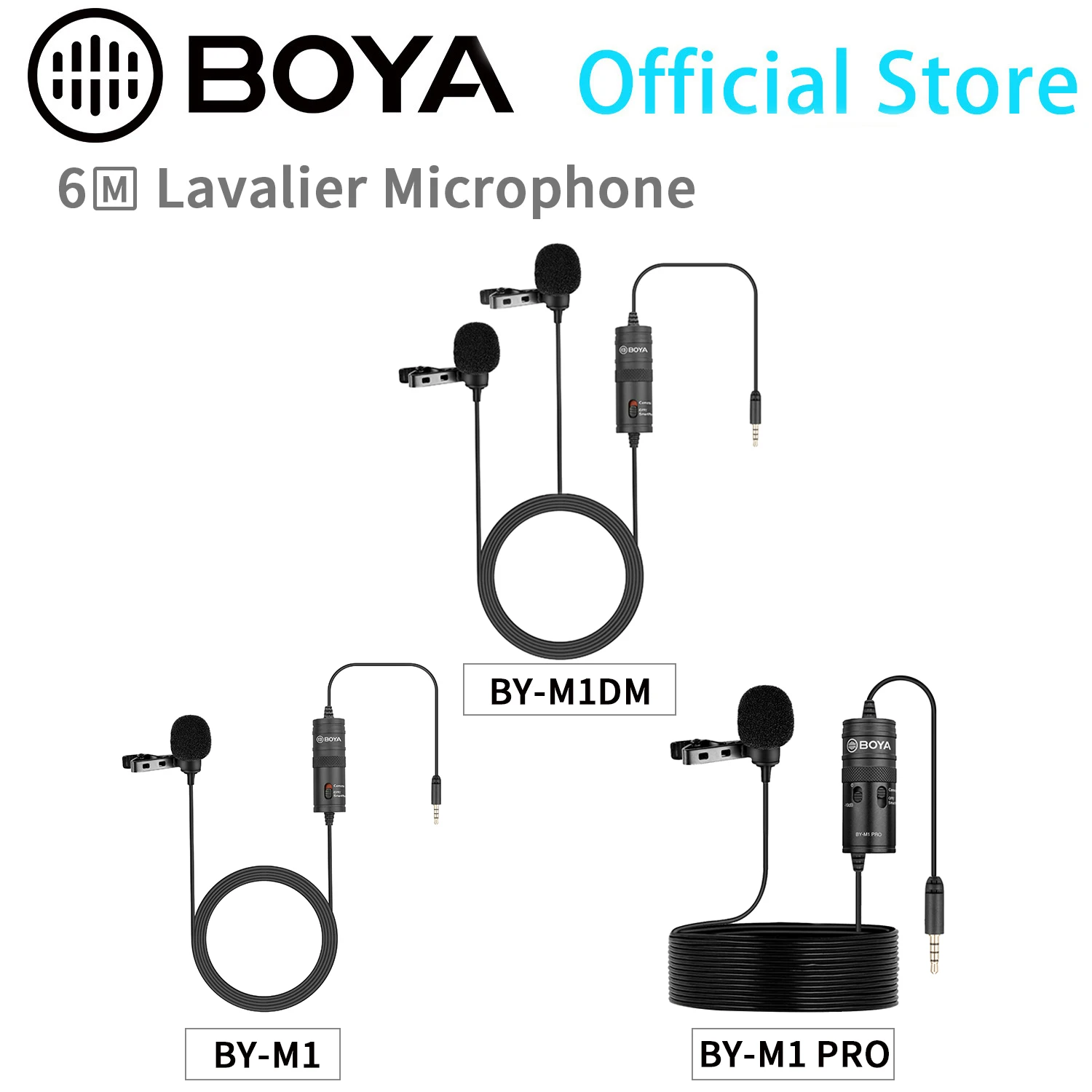 Профессиональный конденсаторный петличный микрофон BOYA BY-M1 PRO M1DM с креплением для