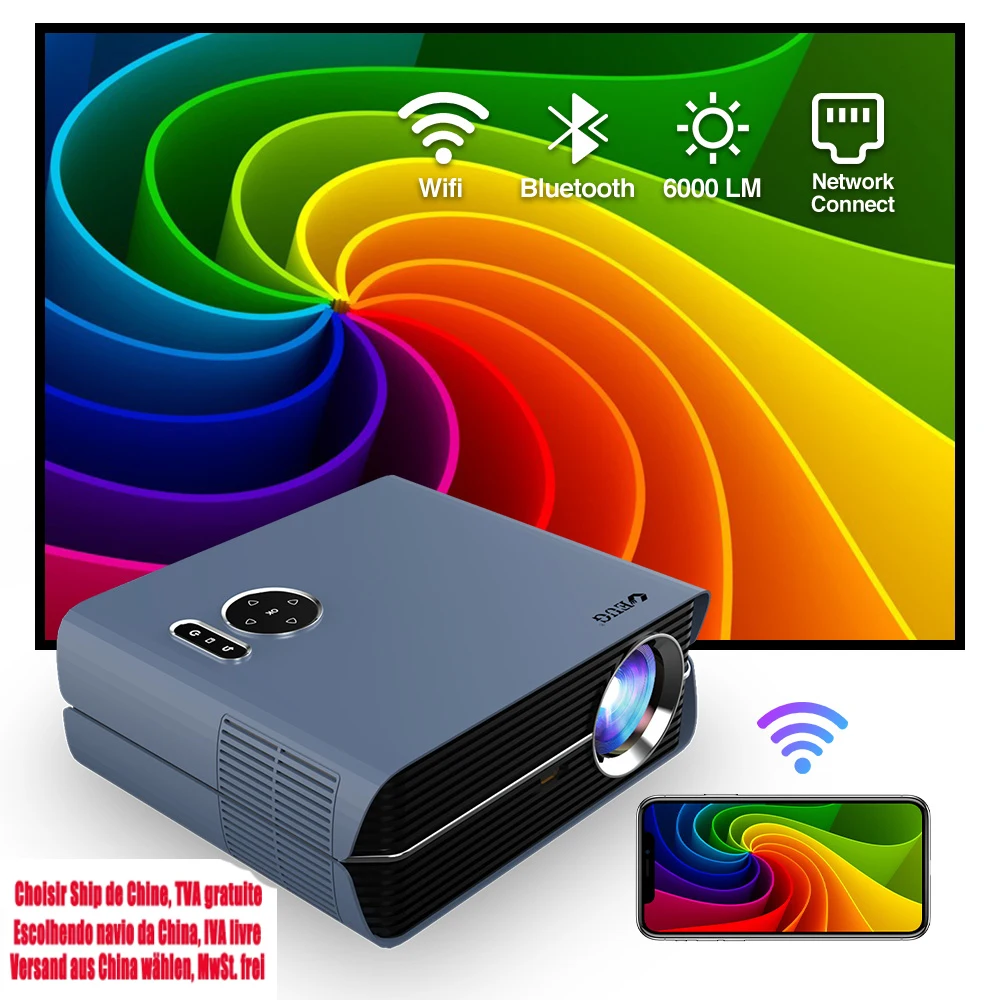 Home Projector EU US Free VAT Beamer Movie 6000 Lumens Wireless Airplay 800DAB Video Led Home Theater Full Hd 1080P Projector
Home Projector EU US Free VAT Beamer Movie 6000 Lumens Wireless Airplay 800DAB Video Led Home Theater Full Hd 1080P Projector