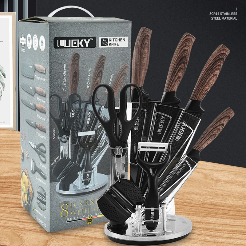Chef Knives Set Stainless Steel Paring Utility Chef Slicing Bread Knives 8 Pieces Set Black Blade Kitchen Set Tools Knife Holder
Chef Knives Set Stainless Steel Paring Utility Chef Slicing Bread Knives 8 Pieces Set Black Blade Kitchen Set Tools Knife Holder