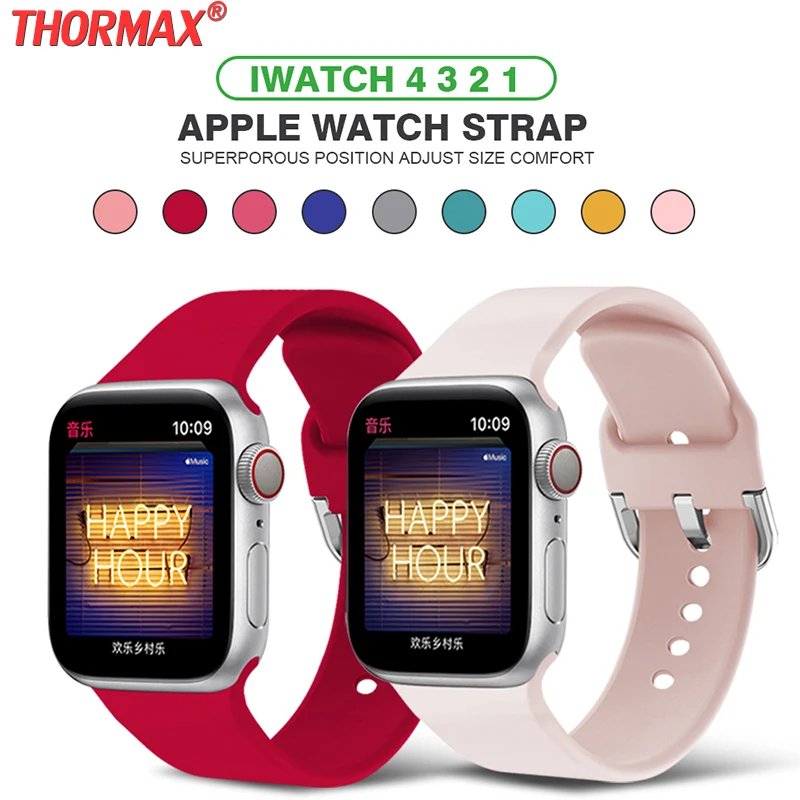 Ремешок сменный для Apple Watch 1 2 3 4 5 мягкий силиконовый спортивный браслет с U