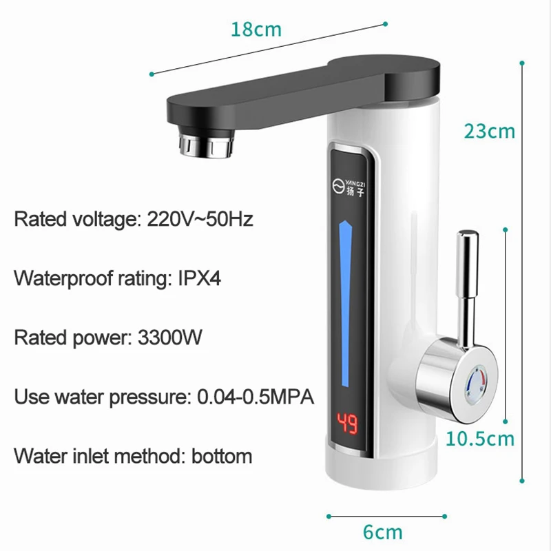 Instant Electric Water Heater Faucet Flow heater Temperature Display Bathroom Kitchen home for Faucets with LED Ambient Light
Instant Electric Water Heater Faucet Flow heater Temperature Display Bathroom Kitchen home for Faucets with LED Ambient Light