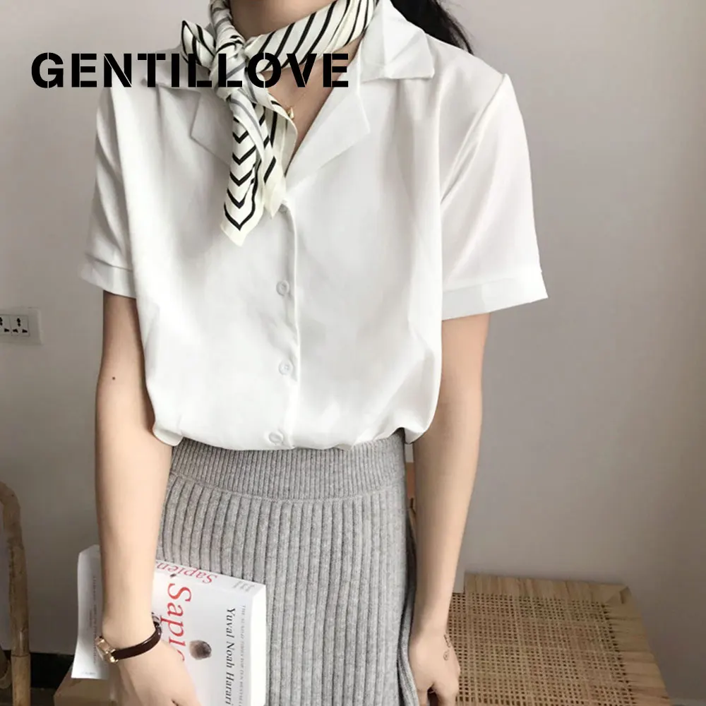 Gentillove Women Summer Basic Vintage Elegant Korea Chiffon Solid V-Neck Loose T-Shirt Bottons Short Sleeve Casual Tops
Gentillove Women Summer Basic Vintage Elegant Korea Chiffon Solid V-Neck Loose T-Shirt Bottons Short Sleeve Casual Tops