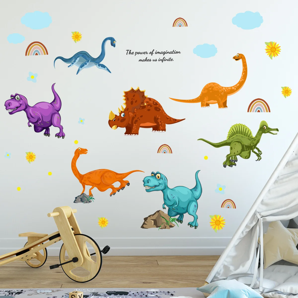 Cartoon Dinosaur Cloud Rainbow Wall Stickers for Kids Baby Room Decorative Children Bedroom Nursery Wall Decals Poster Wallpaper
Cartoon Dinosaur Cloud Rainbow Wall Stickers for Kids Baby Room Decorative Children Bedroom Nursery Wall Decals Poster Wallpaper