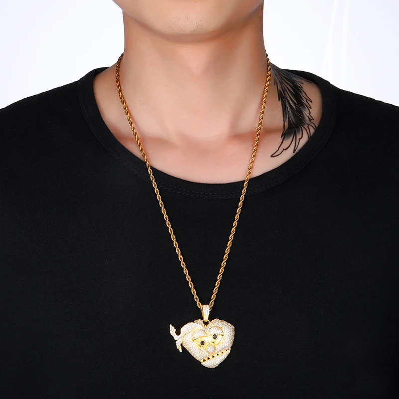 Bling CZ Chief Keef THOT Breaker Necklace Pendant For Male Rapper Hip Hop Iced Out Jewelry Bijoux