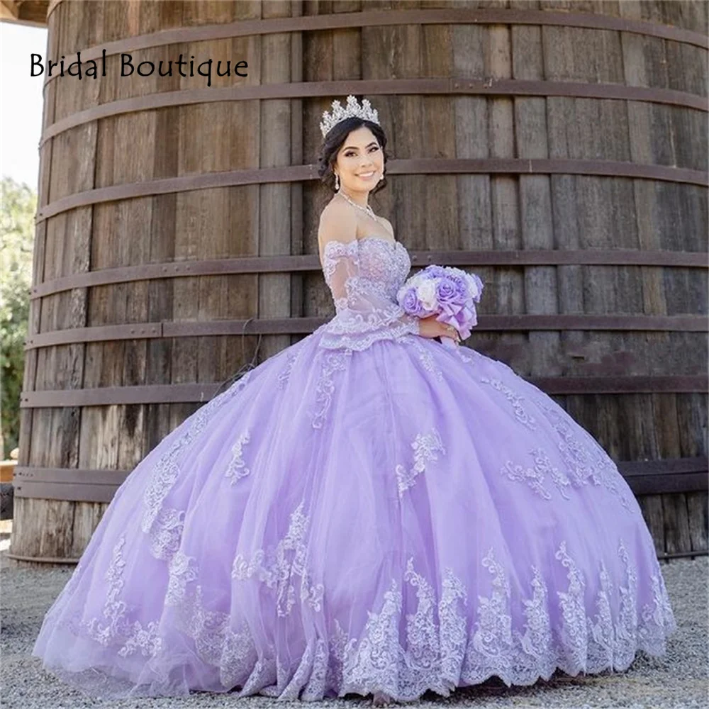 Charming Light Purple Quinceanera Dresses Lace Applqiues Sweet 16 Dress Long Sleeve vestidos de 15 años 2021 Lavender
Charming Light Purple Quinceanera Dresses Lace Applqiues Sweet 16 Dress Long Sleeve vestidos de 15 años 2021 Lavender