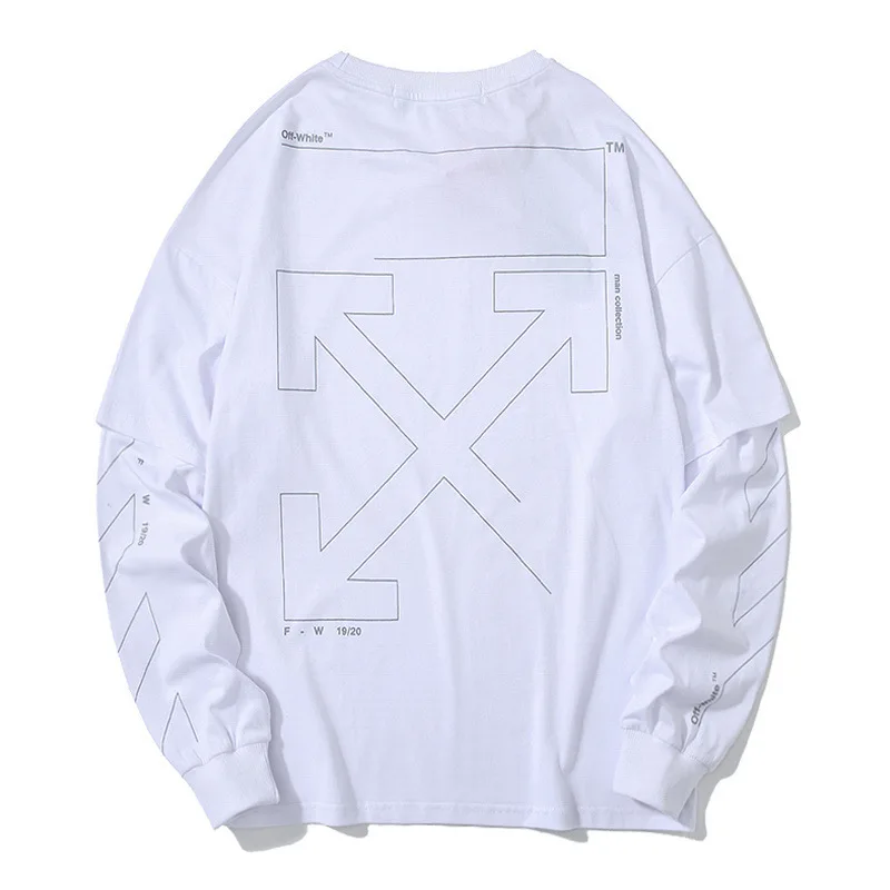 2019ow new incomplete unfinished arrow fake two sketch T-shirt long sleeve autumn
2019ow new incomplete unfinished arrow fake two sketch T-shirt long sleeve autumn