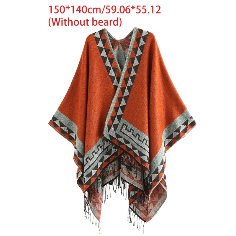 Women Winter Tassel Poncho Cape Vintage Colorful Geometric Striped Pattern Blanket Shawl Wrap Open Front Cardigan Coat
Women Winter Tassel Poncho Cape Vintage Colorful Geometric Striped Pattern Blanket Shawl Wrap Open Front Cardigan Coat