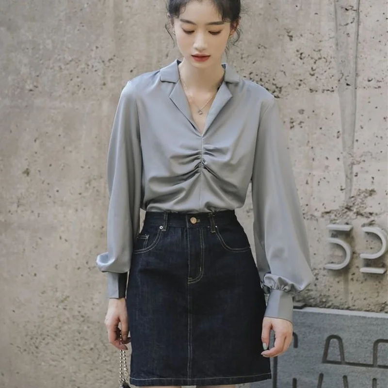 Blouses Women Elegant Office Ladies Notched All-match Solid Causal Summer Stylish Harajuku High Street Tender Basic Blusas Folds
Blouses Women Elegant Office Ladies Notched All-match Solid Causal Summer Stylish Harajuku High Street Tender Basic Blusas Folds