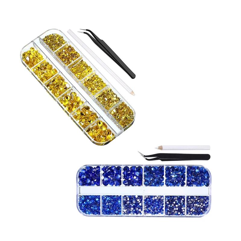 2Set Flat Back Gems Round Crystal Rhinestones with Tweezer and Picking Pen, Blue & Lemon Yellow
2Set Flat Back Gems Round Crystal Rhinestones with Tweezer and Picking Pen, Blue & Lemon Yellow