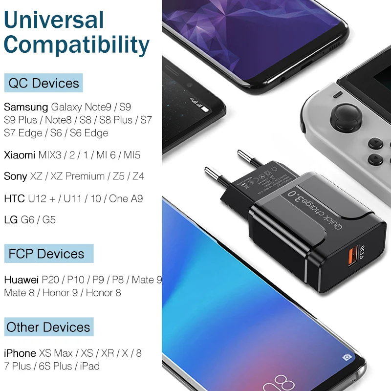 Быстрое зарядное устройство YKZ Quick Charge 3 0 18 Вт QC портативное USB Мобильный телефон