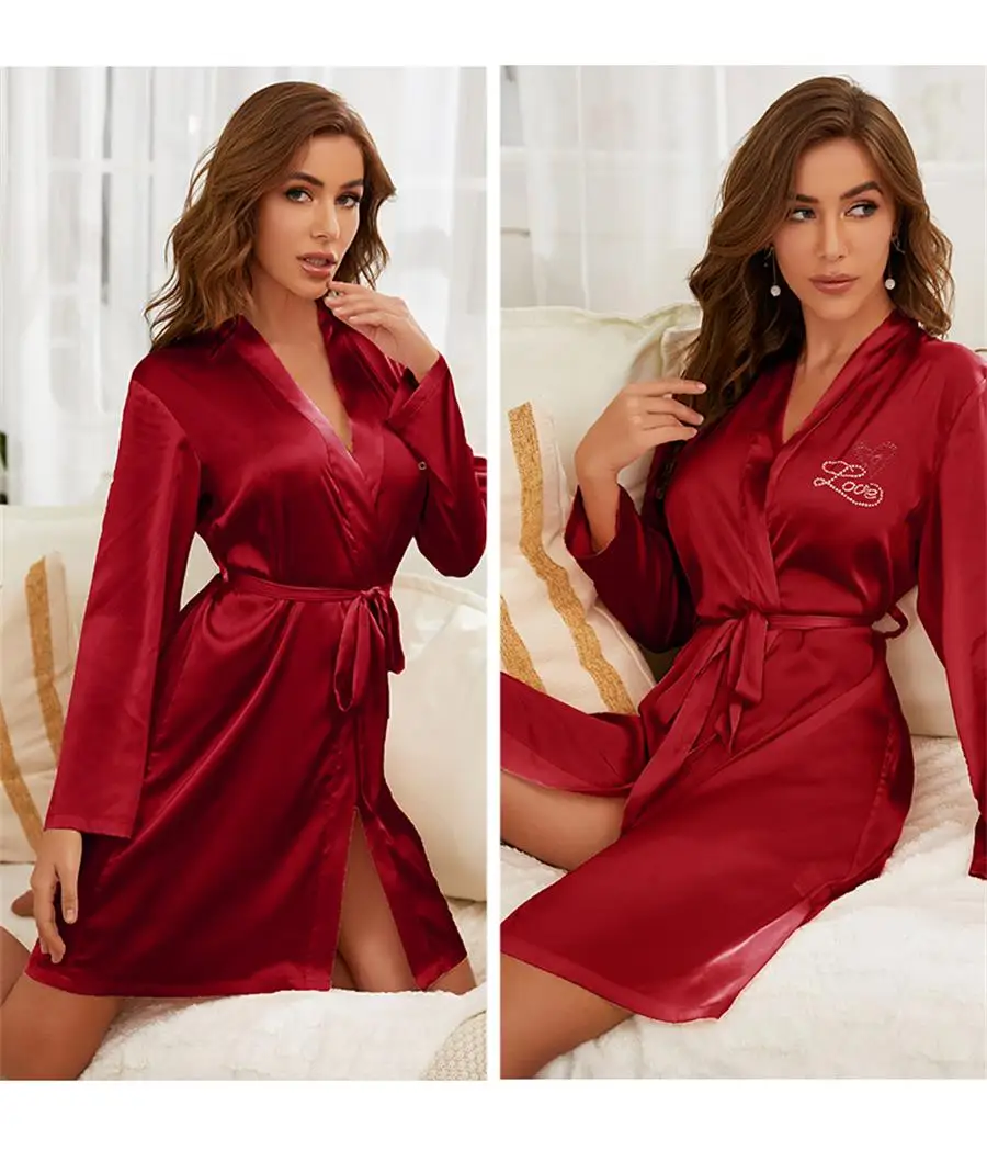 Kwyaster Pijama Champagne Bride Wedding Robe Satin Sleepwear Women Nightgown Sexy Nightdress Lady Kimono Bathrobe Gown Negligee
Kwyaster Pijama Champagne Bride Wedding Robe Satin Sleepwear Women Nightgown Sexy Nightdress Lady Kimono Bathrobe Gown Negligee