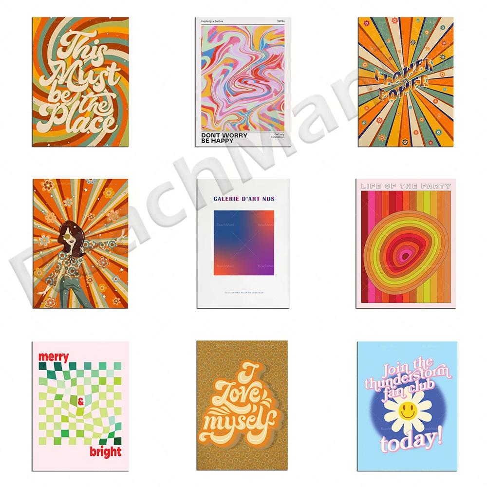 Happy and bright prints, retro 70s floral pattern printing, hippie inspiration poster Y2K floral gradient decorative poster
Happy and bright prints, retro 70s floral pattern printing, hippie inspiration poster Y2K floral gradient decorative poster
