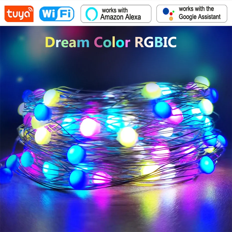 RGBIC Dreamcolor Led String Lights Tuya WiFi Bluetooth Smart Dream Color Fairy Led Lights Decoration For Christmas Bedroom 
RGBIC Dreamcolor Led String Lights Tuya WiFi Bluetooth Smart Dream Color Fairy Led Lights Decoration For Christmas Bedroom