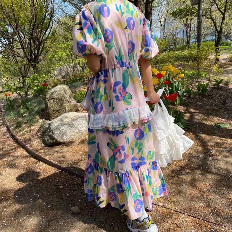 GALCAUR Sweet Print Dress For Women O Neck Puff Short Sleeve High Waist Patchwork Lace Ankle Length Dresses Female Clothing 2021
GALCAUR Sweet Print Dress For Women O Neck Puff Short Sleeve High Waist Patchwork Lace Ankle Length Dresses Female Clothing 2021