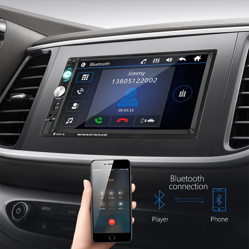 JMCQ автомобильное радио 7 дюймов HD аудио автомобиля MP5 мультимедиа рулевое колесо контроллер Bluetooth обратное