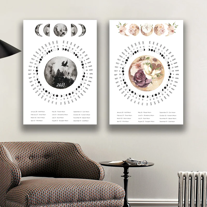 Lunar Calendar 2021 Poster and Prints Wicca Wall Art Canvas Painting Picture for Home Decor No Frame Wall Hanging Picture
Lunar Calendar 2021 Poster and Prints Wicca Wall Art Canvas Painting Picture for Home Decor No Frame Wall Hanging Picture