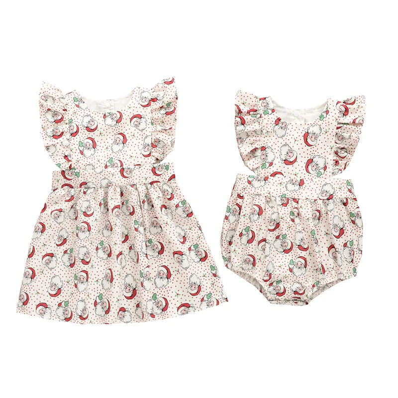Christmas Sister Matching Outfit Santa Dots Ruffled-Sleeve Dress Sleeveless Romper with Snaps for Baby Girls 0-6 Years
Christmas Sister Matching Outfit Santa Dots Ruffled-Sleeve Dress Sleeveless Romper with Snaps for Baby Girls 0-6 Years