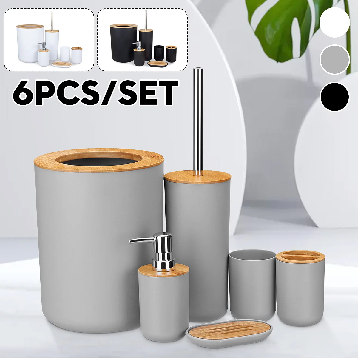 6Pcs Bamboo Bathroom Set Toilet Brush Holder Toothbrush Glass Cup Soap Dispenser Soap Dish Bathroom Accessories 3 Color
6Pcs Bamboo Bathroom Set Toilet Brush Holder Toothbrush Glass Cup Soap Dispenser Soap Dish Bathroom Accessories 3 Color