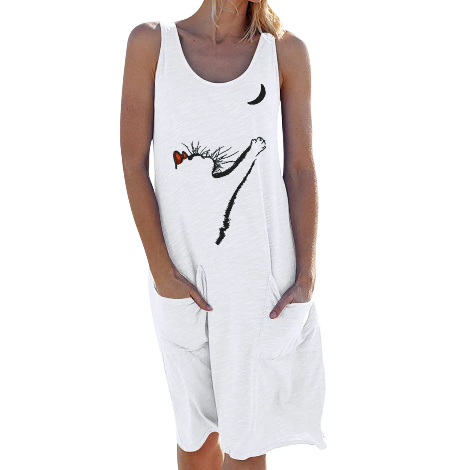40# Cat Printed Tank Dress Women Casual O Neck Sleeveless Pockets Dress Summer Beach Loose Party Dresses For Women 2021 Vestidos
40# Cat Printed Tank Dress Women Casual O Neck Sleeveless Pockets Dress Summer Beach Loose Party Dresses For Women 2021 Vestidos